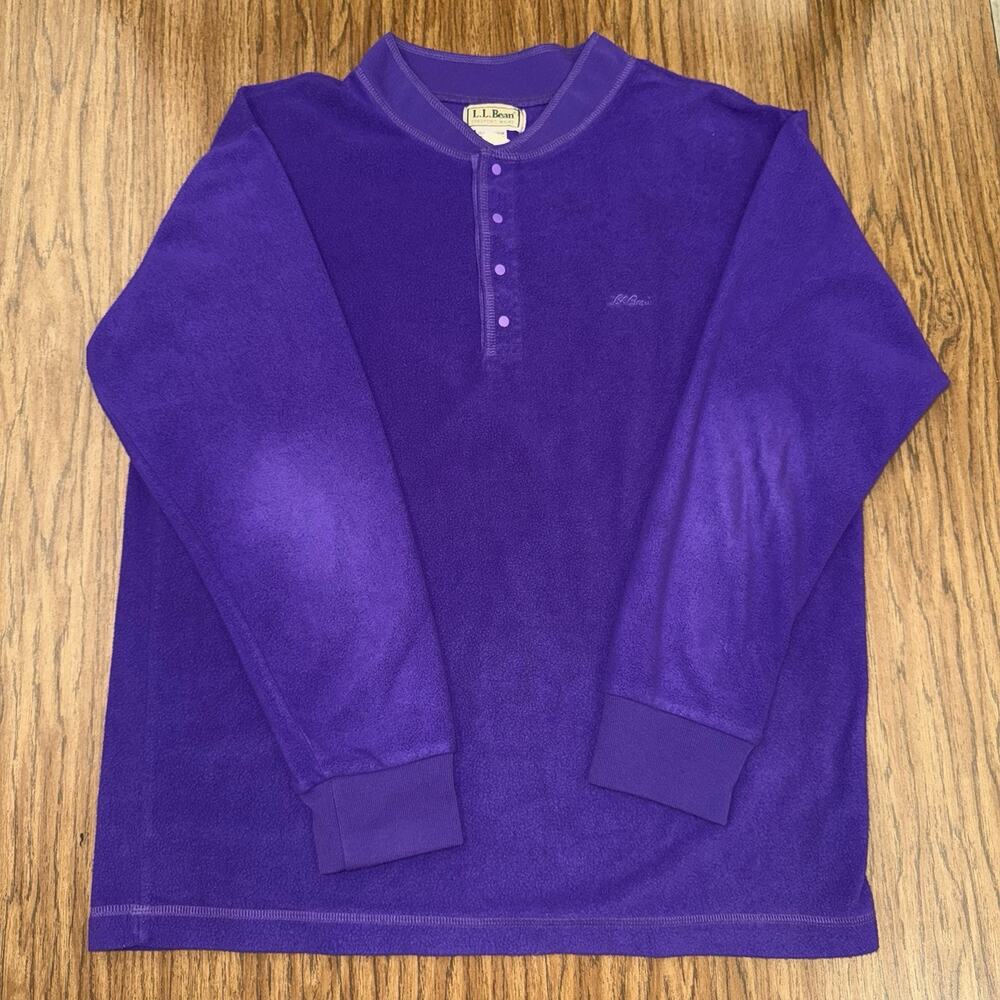 L.L. Bean Purple Henley Fleece Pullover